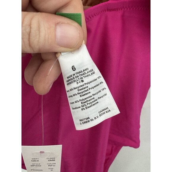 J. Crew Ruched Ruffle One Piece Swimsuit women 6 Pink Fuchsia Resortwear NEW - Picture 5 of 6